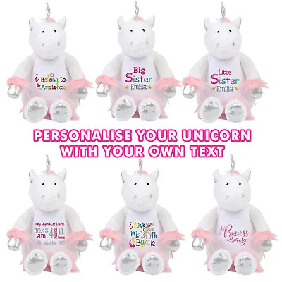 Large Unicorn Personalised Soft Plush Unicorn Teddy Embroidered & Your Name • £24.95
