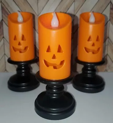 Mini LED Plastic Color Changing Jack-O-Lantern/Pumpkin Pillar Candle 5  X 2  WOW • $5.95
