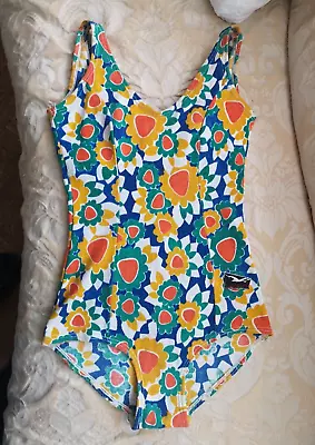 Vintage 1960's 70s Women's Cotton Swimming Suit Marimekko Era One Piece Floral • $39