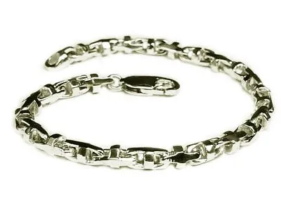 10K White Gold Handmade 4mm Anchor Mariner Bracelet 9.5  Approx 16.25g Lob • $1043.76