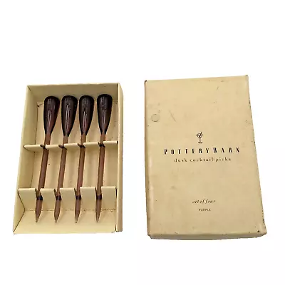 New In Box Pottery Barn Olive Bulb Glass Cocktail Martini Picks Set Of 4 • $12