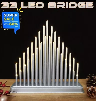 33LED Christmas Window Candle Bridge Silver Arch Lights Decoration Main Power UK • £23.99