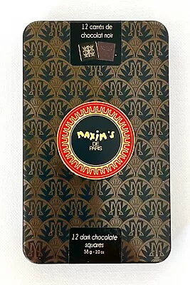 MAXIM’s DE PARIS Dark Chocolate Squares FRANCE - NEW Sealed Tin • $16.95