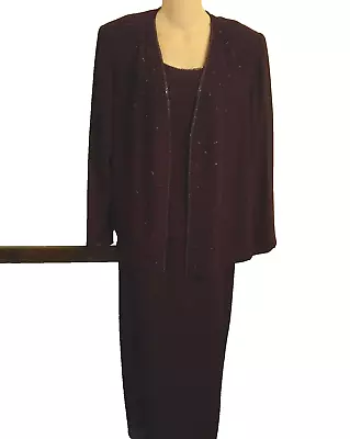 RM Richards Womens Size 12 Burgundy Mother Of The Bride Long Dress Jacket Gown  • $59