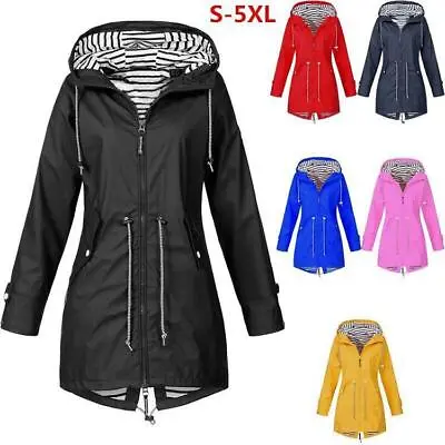 Plus Size Womens Raincoat Ladies Outdoor Wind  Forest Jacket Hooded Winter Coat • $27.29