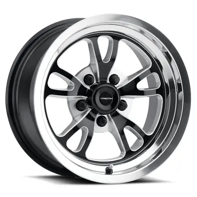 15x10 Vision Patriot Black & Polished Throttle Racing Wheel 5x4.5 4.5 Bs No Weld • $178.99