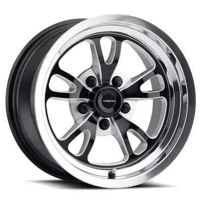 15x10 Vision Patriot Black & Polished Throttle Racing Wheel 5x4.5 5.5 Bs No Weld • $178.99