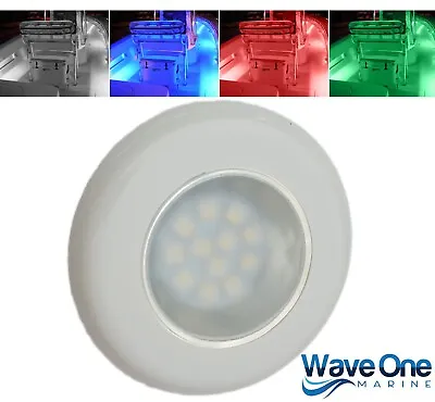 Wave One Marine | LED RGBW 3  Flush Mount WHITE Courtesy Boat RV Light • $39.99