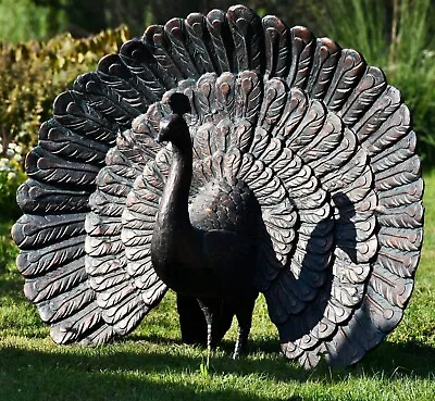 Strutting Peacock Sculpture ... Life Size Cast Aluminium Statue • £679