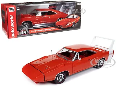 1969 Dodge Charger Daytona Red  Mcacn  1/18 Diecast Model By Auto World Amm1324 • $99.99