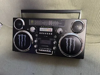 (Boombox) GPO BROOKLYN MONSTER ENERGY - 80's Retro Black - BT CD Cass FM USB • $249.99