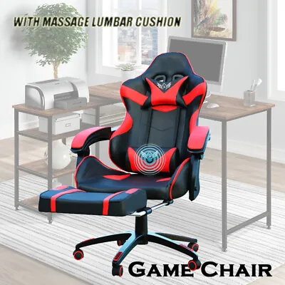$135 • Buy Deluxe Gaming Chair Office Computer Racing Massage Pu Leather Red