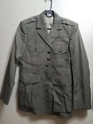 USMC OFFICER Marine Corps Dress Alpha Green Service Jacket Military Coat Sz 38XS • $34.99