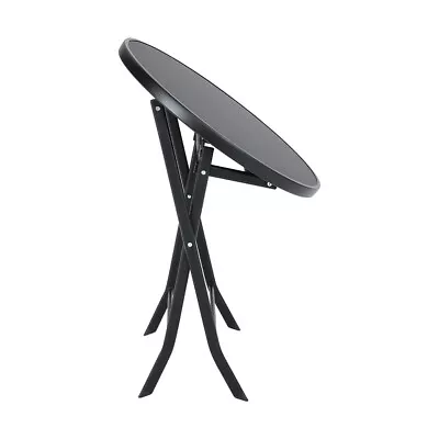 80cm Foldable Garden Table Indoor Round Dining Table Patio Outdoor Party Black • £42.99