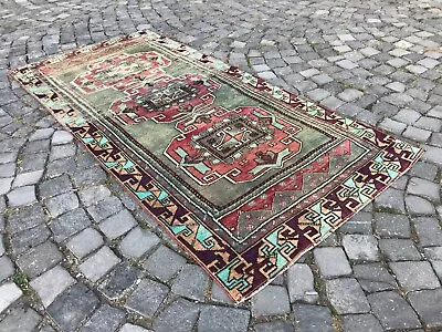 Home Decor Rug Turkish Vintage Rug Boho Rug Oushak Kilim Rug 6.9 X 3.3 Ft • $316.20