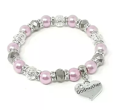 Personalised Silver Crystal Blush Mum Sister Nanny Auntie Niece Charm Bracelet • £4.45