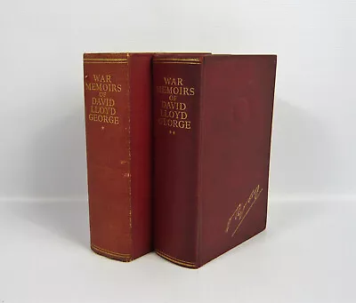 'War Memoirs Of David Lloyd George' Volumes 1 + 2 Large Vintage Odhams Hardback • £18.50