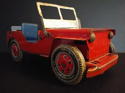 Vintage 1940s USA Marx Willys Overland Jeep TOY  Pressed Steel  RED 11   • $129