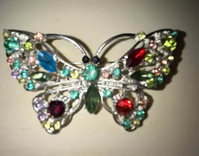 Costume Butterfly Colorful Pin Brooch Silver Tone Jewelry NEW • $7.99