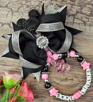 £6.99 • Buy Personalised Stunning Pram Charm In Baby Pink Girls And Boys Black Bow