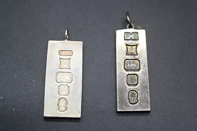 T X2 Vintage Sterling Silver 925 Ingot Pendants Inc PM GBL 30g • $14.52