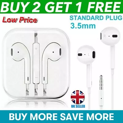 Wired Earphones For Apple IPhone IPad Samsung Headphones With Mic 3.5MM Aux UK T • £3.09