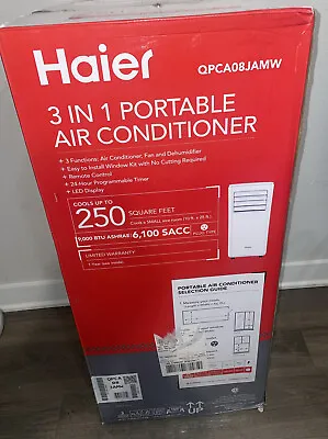 Haier 9000 BTU 3 In 1 Portable Air Conditioner 250 Square Feet QPCA08JAMW NEW • $350