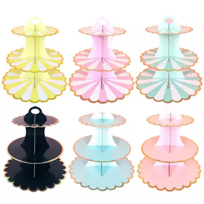 3 Tiers Cupcake Stand Paper Cake Holder Platter Wedding Decorations Birthday Fun • £6.49