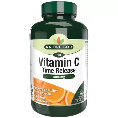 Natures Aid Vitamin C Timed Release 1000mg Vegan Vegetable Tablets Yeast Free • £11.99