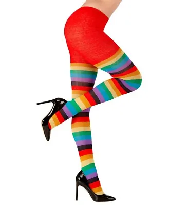 Adult Rainbow Tights Costume Carnival Party Pantyhose 75 Denier UK 10-12 • £9.99