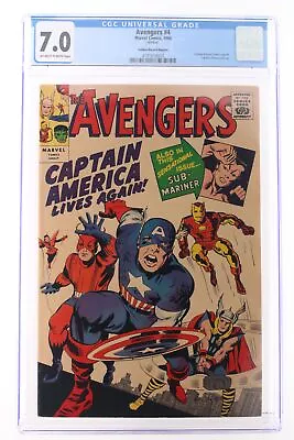 Avengers #4 - Marvel 1966 CGC 7.0 Golden Record Comic Reprint. Captain America P • $599