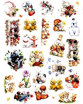 ADORABLE MOREHEAD PUPPY KITTEN DOG CAT STICKERS SEALS 8 X10  Full Sheet  #25 • $3.99