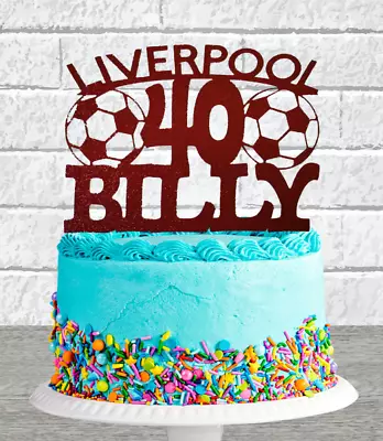 Large Personalised Glitter Liverpool Any Name/age Birthday Cake Topper • £4.99