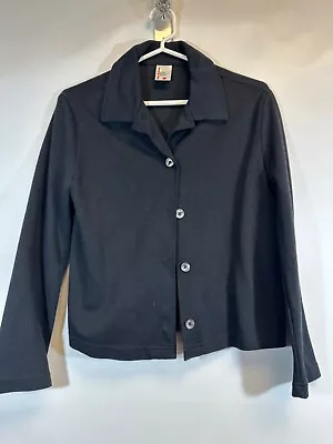 HANNA ANDERSSON Womens Cotton Blend Navy Blazer Soft Knit Button XS  D28 • $13.99