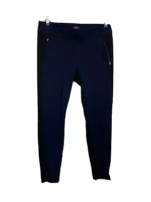 $13.99 • Buy Ann Taylor LOFT Color Block Black Blue Skinny Career Pants Womens Size 12 Stretc