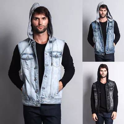 $36.95 • Buy Victorious Men's Distressed Detachable Hoodie Denim Vest    S ~ 5XL    DK108