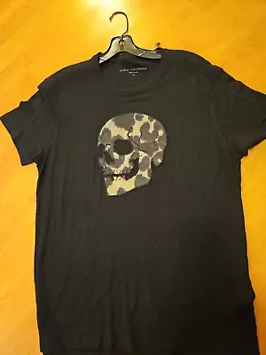 New John Varvatos Cheetah Leopard Applique Skull Graphic T Shirt Black Size S • $45