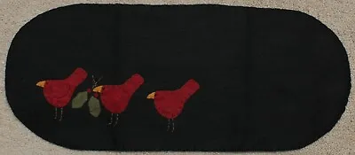 18  Black Table Runner / Candle Mat With Cardinals - Christmas Holiday • $12.95