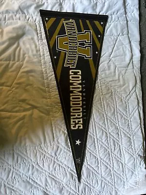 Vintage NCAA Vanderbilt Commodores Full Size Black Gold & White Felt Pennant • $17.49