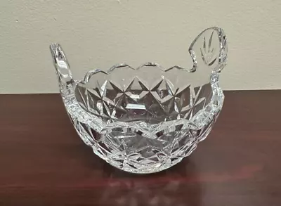 Waterford Crystal Cut Pattern Scalloped Rim & Tab Handle Bowl Candy Butter Tub • $36.99