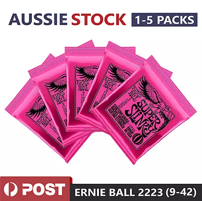 1-5 Packs Ernie Ball 2223 Super Slinky 9-42 Electric Guitar Strings Pink AU • $12.88