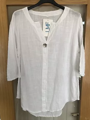 MADE IN ITALY LAGENLOOK 16/20 White Button  Top 22” Acr 30” Long • £14.99