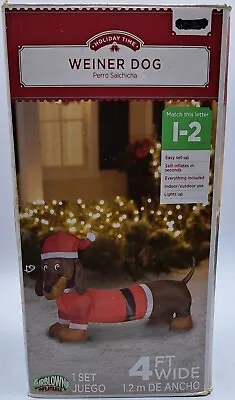 Holiday Time Self Inflatable Weiner Dog W/Santa Hat W/Suit 4 Feet Dachshund Xmas • $15.79