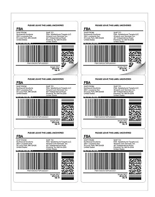 $34.99 • Buy 6000 4  X 3.33  Shipping Address/FBA Labels/6 Per Sheet/1000 Sheets/ MADE IN USA