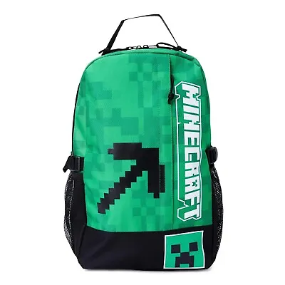 NEW MINECRAFT Pickaxe Creeper 18  Laptop Backpack Retro Gaming Green Black NWT • $16.96