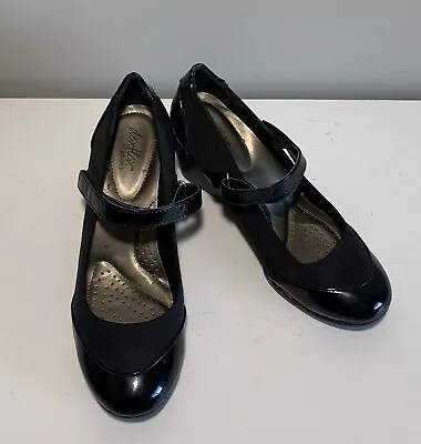 Dexflex Comfort Black Ankle Strap Wedge High Heels Size 8 • $21