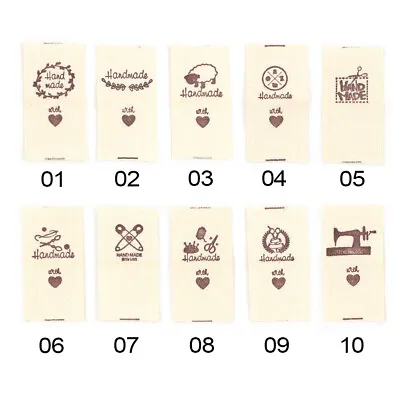Labels Cream Fabric Hand Made With Love Sew On Garment Cotton Clothing Tags • £1.90