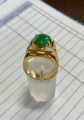 Antique 3.50 Ct Natural Jade Cabochons Men's Wedding Ring 14K Yellow Gold Over • $311.67