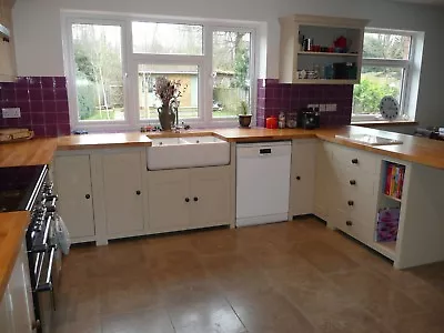 £1060 • Buy Bespoke, Solid Wood, Handmade Country Kitchen Cabinet Unit With Oak Worktop
