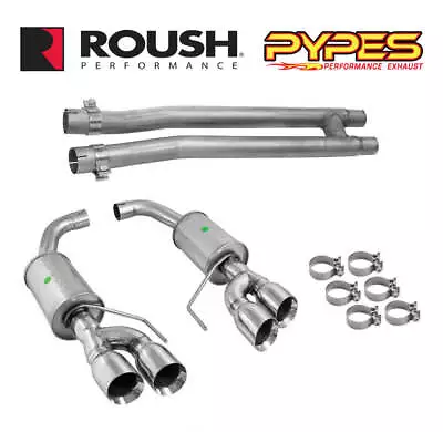 2018-2023 Ford Mustang GT Pypes H-Pipe & Roush Axle Back Quad Tip Exhaust System • $949.95